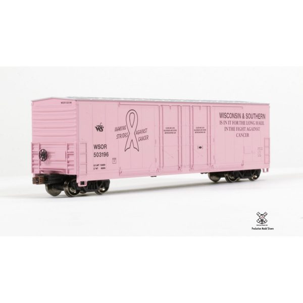 Scale Trains HO Kit Classic Evans 5100 RBL 8' Double-Plug-Door Boxcar Wisconsin Southern "Breast Cancer Awareness"