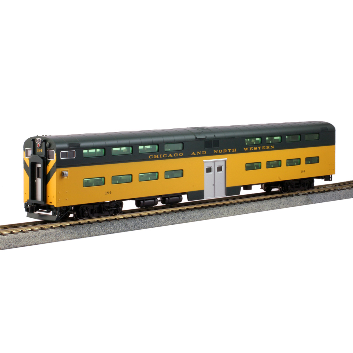 Kato HO Pullman Bi-Level Cab Coach Chicago Northwestern W/ Lights ...