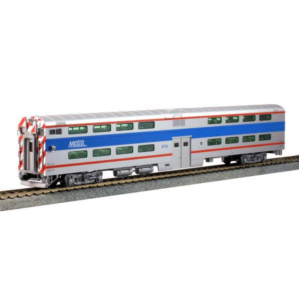 Kato HO Pullman Bi-Level Cab Coach Chicago Metra w/ Lights & Details