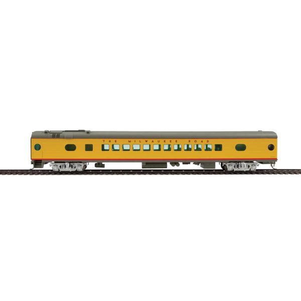 Walthers Proto HO 85' 52-Seat Coach Milwaukee Road "498 Series, The Cannonball, Yellow & Gray" #508 Deluxe Edition w/ Lights & Figures