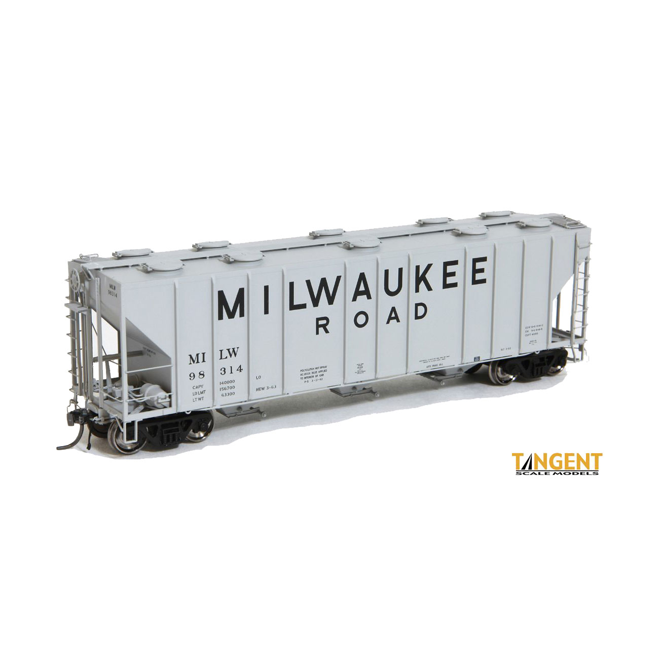 Tangent HO PS-2CD 4000 Covered Hopper Milwaukee Road 