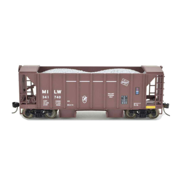 Bowser HO 70 Ton 2 Bay Ballast Hopper with Side Chutes Milwaukee Road