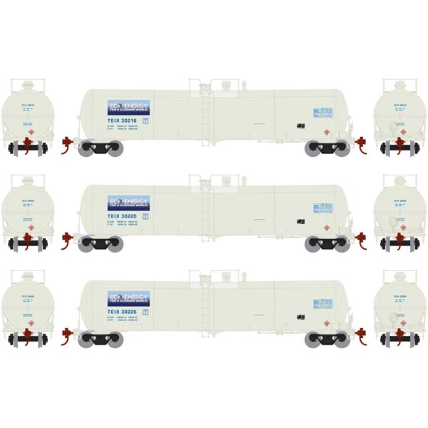 Athearn HO 30,000 Gallon Tank Car Eco Energy "TIEX" 3 Pack - Image 2