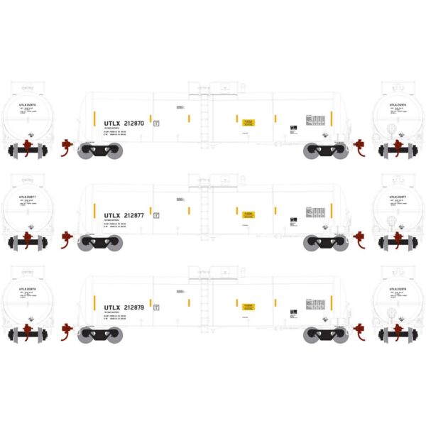 Athearn HO 30,000 Gallon Tank Car Union Tank Car "UTLX, White" 3 Pack