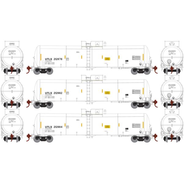 Athearn HO 30,000 Gallon Tank Car Union Tank Car "UTLX, White" 3 Pack - Image 4