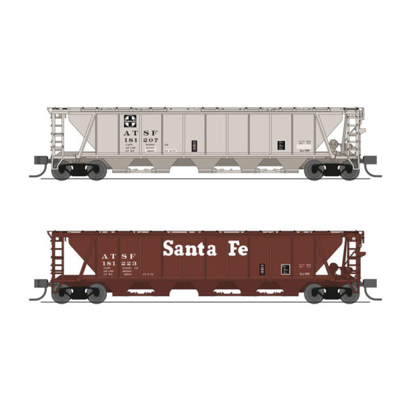 Broadway Limited N H32 Covered Hopper Santa Fe "Gray Car & Red Car"