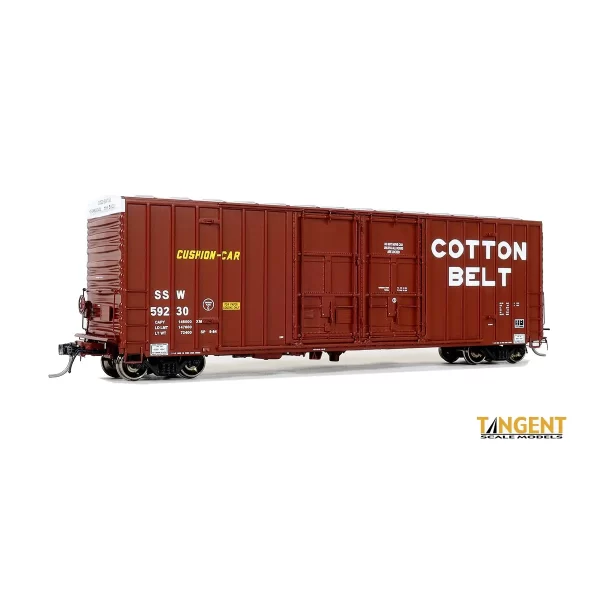 Tangent HO 50' Gunderson 6089 High Cube Box Car Cotton Belt "B-70-42, Cushion Car 1984+"