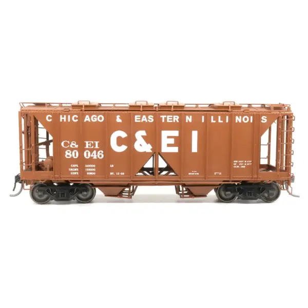 Intermountain HO 70 Ton 2 Bay Covered Hopper Open Sides Chicago & Eastern Illinois