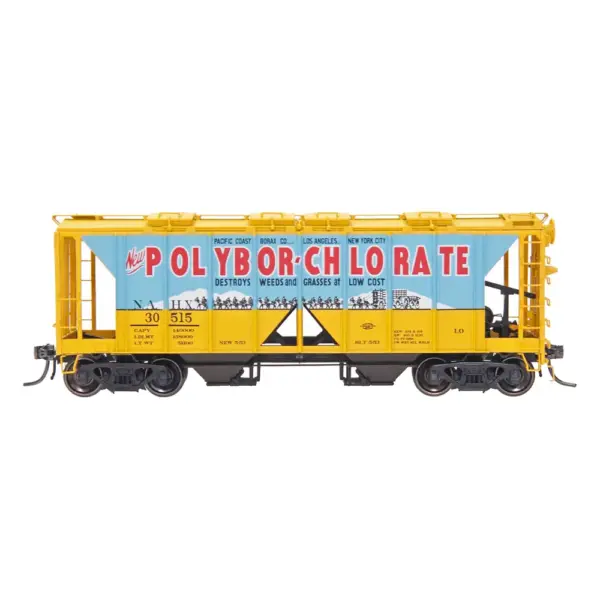 Intermountain HO 70 Ton 2 Bay Covered Hopper Open Sides Polybor-Chlorate