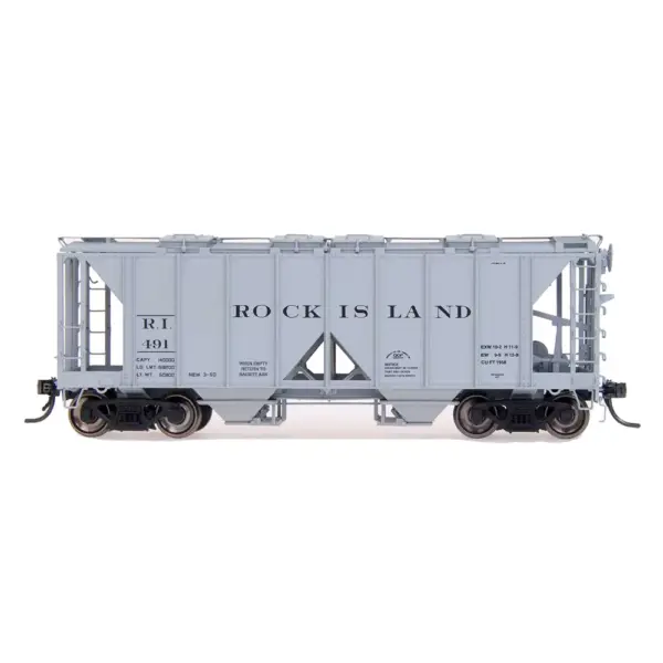 Intermountain HO 70 Ton 2 Bay Covered Hopper Open Sides Rock Island