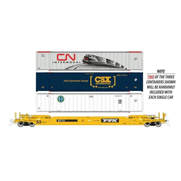 Rapido HO 53' Gunderson Husky-Stack Well Car Trailer Train "Speed Logo" w/ Containers