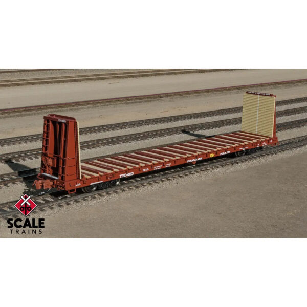 Scale Trains N Rivet Counter F68AH Bulkhead Flat Car Trailer Train "Oxide Red"