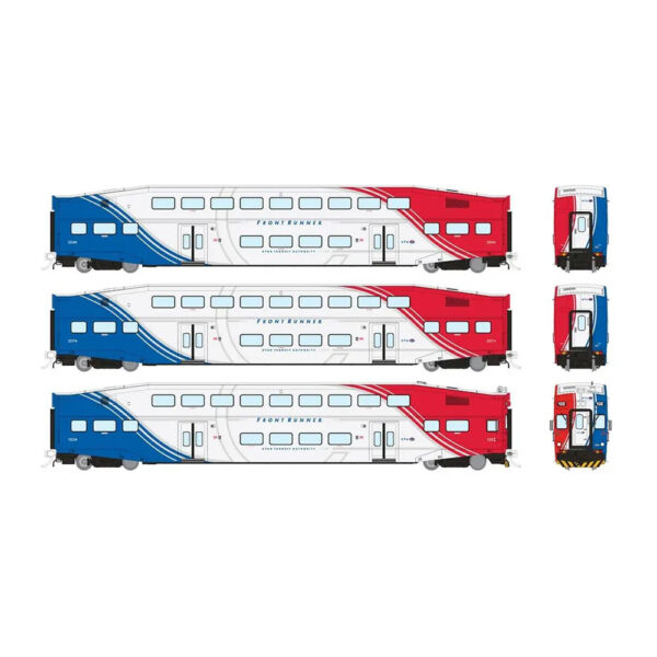 Rapido HO Rapido HO BiLevel Commuter Cars Utah FrontRunner "Series IV Cab, Coach" 3 Pack