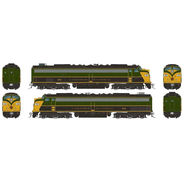 Rapido HO E8A&A w/ HEP Canadian National "Green & Gold" w/ DCC & Sound #102 & 103